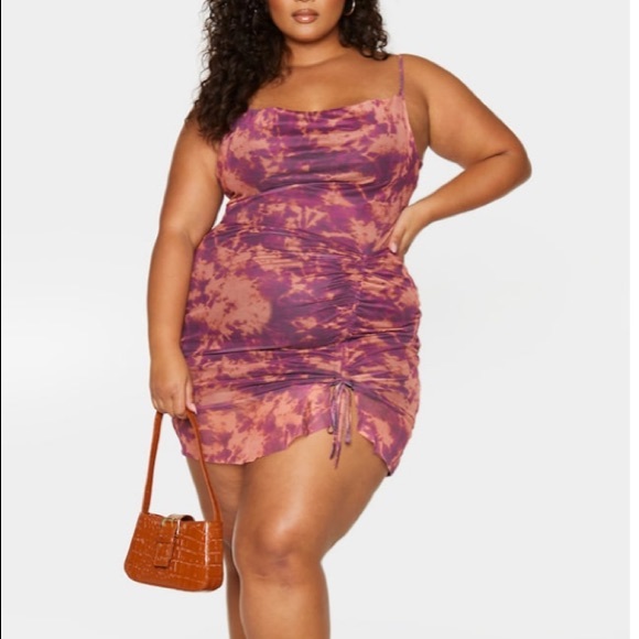 Tie dye mesh ruched dress - Picture 2 of 3